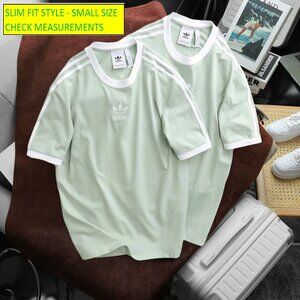 Adidas Classics Original 3 Stripes Tee Shirt Trefoil Retro Men Light Green New